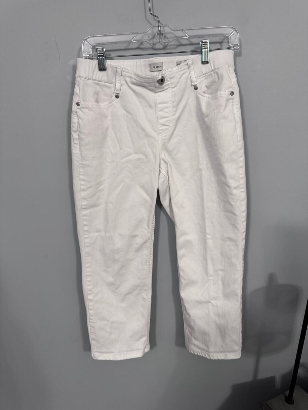 J.Jill Denim High Rise Cropped White Jeans Women's Size 6 Cotton Spandex Rayon
